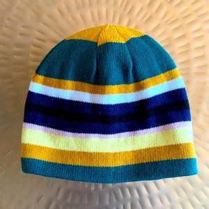 Striped fleece lined knit beanie